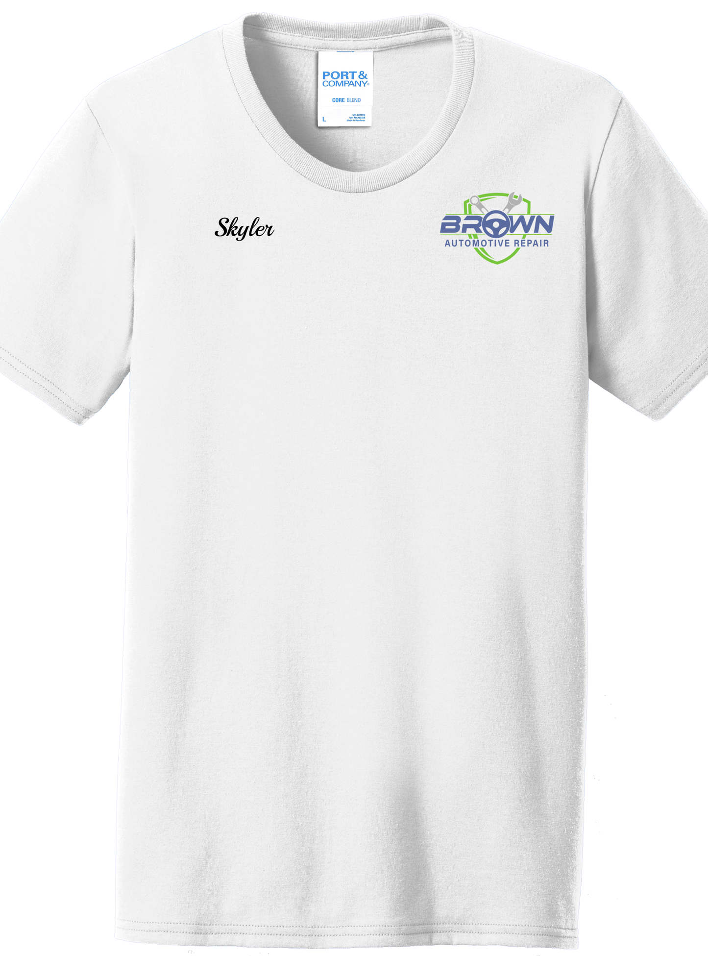 Economy T-Shirt Ladies - Port and Co. Core Blend Tee LPC55 - Brown Automotive Repair