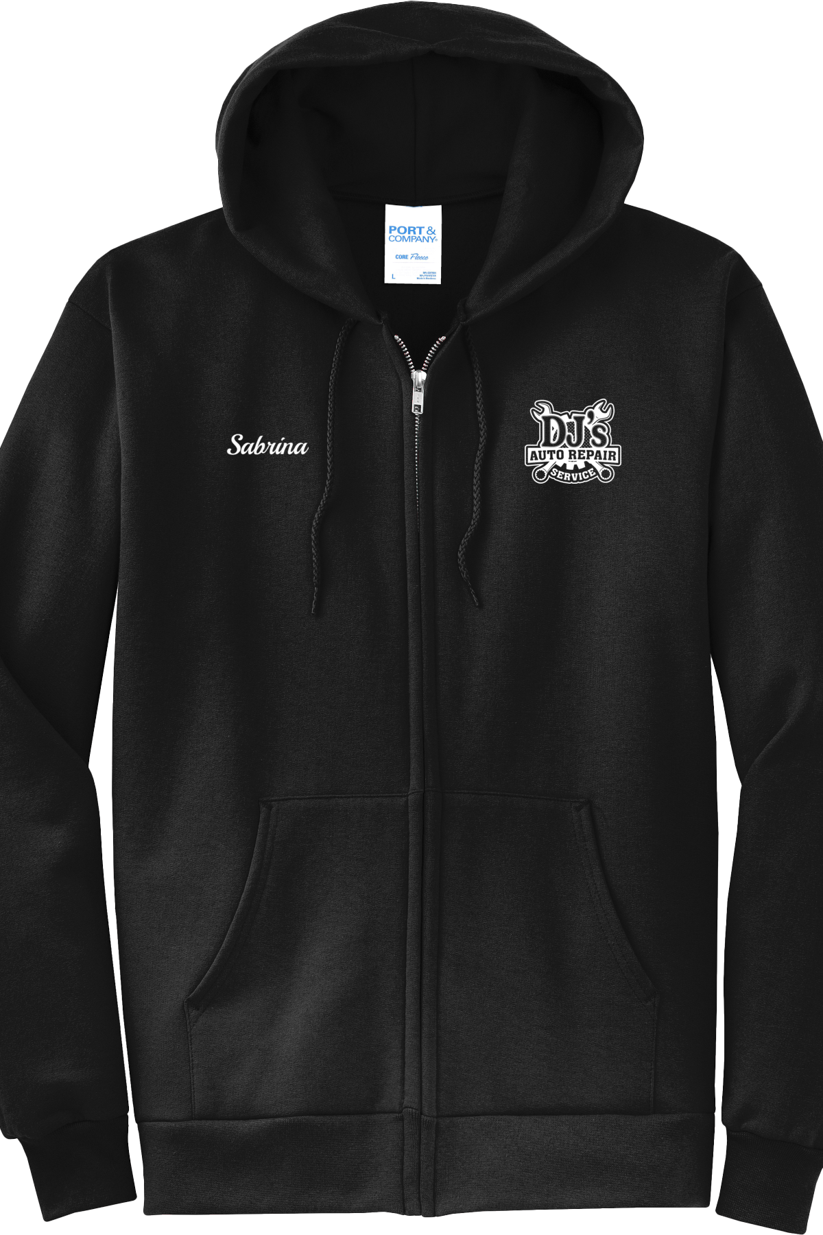 Economy Hoodie - FULL ZIP - Port Company Core Fleece Hooded Sweatshirt PC78ZH - DJ's Repair Service