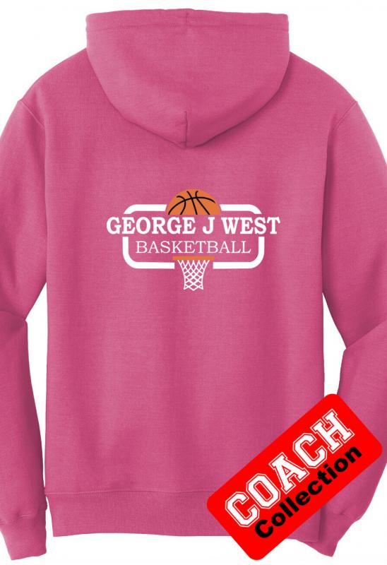 Hoodie - Port & Company Fleece Pullover Hoodie PC78H - George J West Basketball - (Coaches)