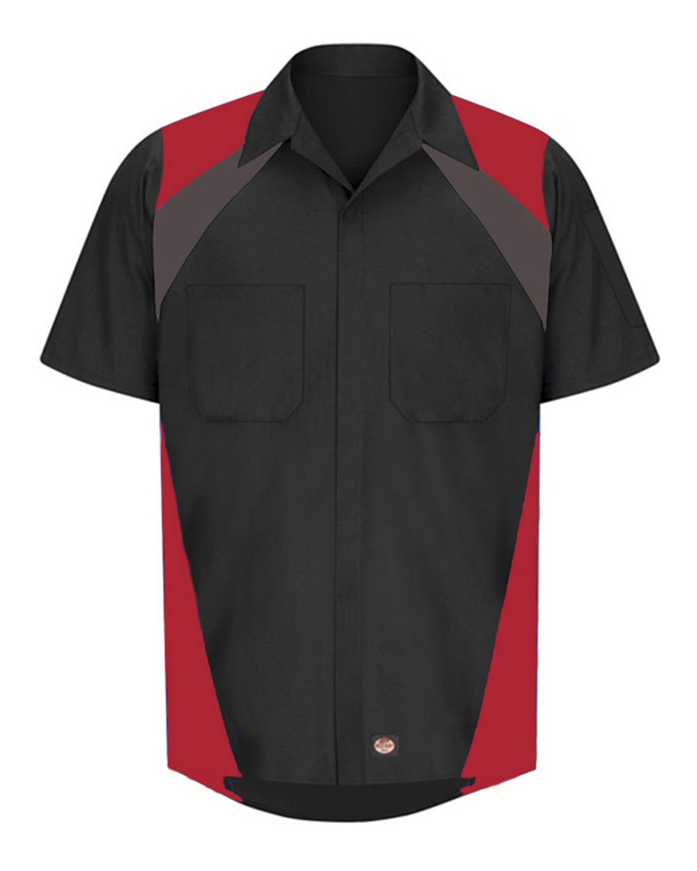 Red Kap SY28 shop shirt in Black/Charcoal/Red, front