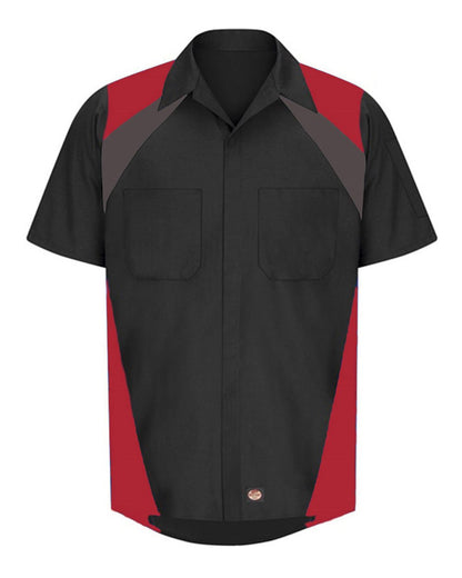 Red Kap SY28 shop shirt in Black/Charcoal/Red, front