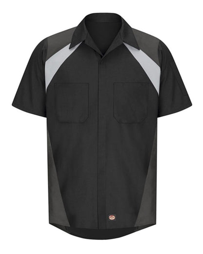 Red Kap SY28 shop shirt in Black/Light Grey/Charcoal, front