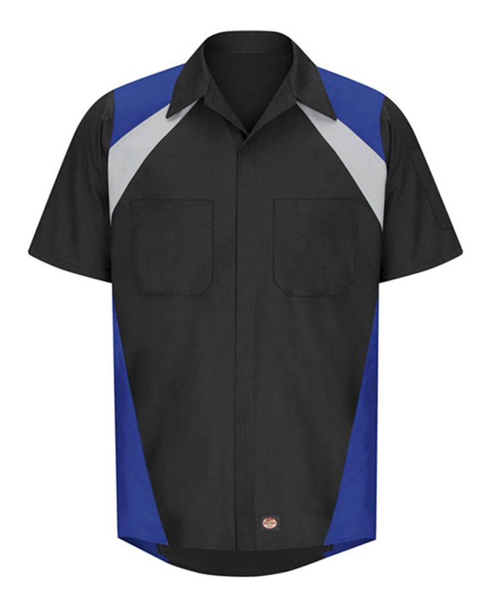 Red Kap SY28 shop shirt in Black/Light Grey/Royal, front