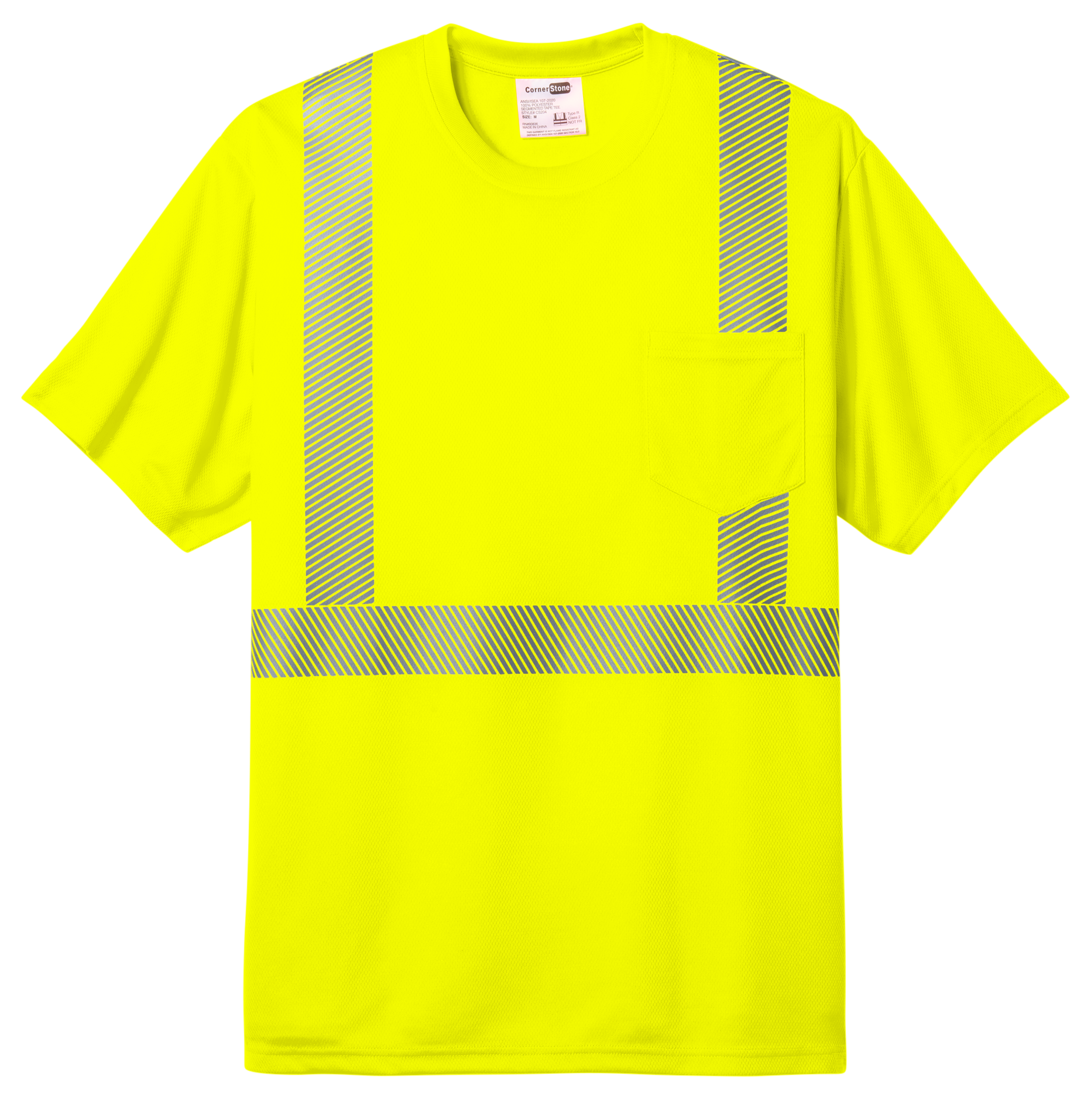 T-Shirt - Pocket - CornerStone® ANSI 107 Class 2 Safety T-Shirt - CS204
