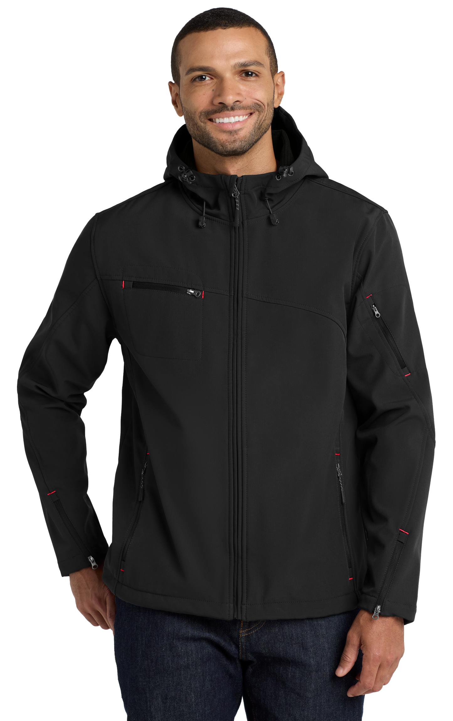 Port Authority® Textured Hooded Soft Shell Jacket - J706