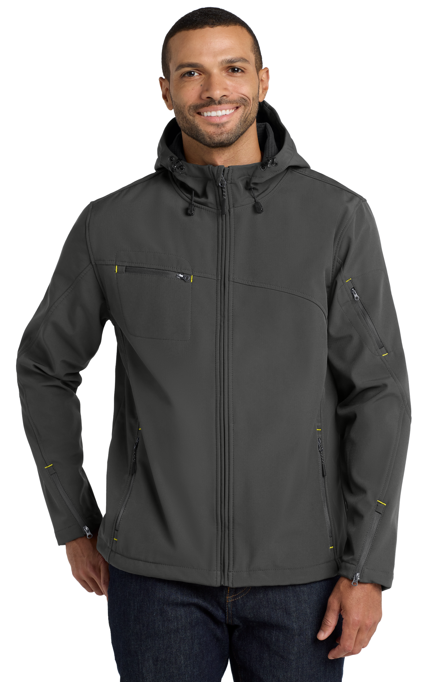 Port Authority® Textured Hooded Soft Shell Jacket - J706