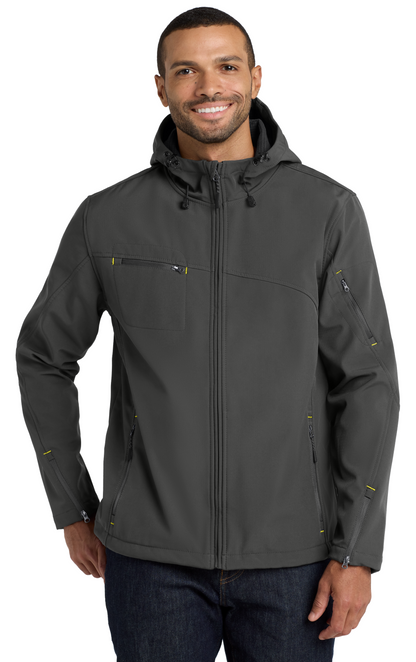 Port Authority® Textured Hooded Soft Shell Jacket - J706