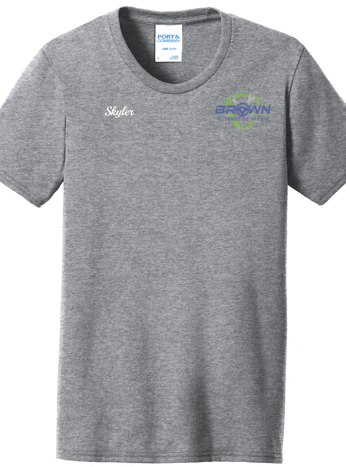 Economy T-Shirt Ladies - Port and Co. Core Blend Tee LPC55 - Brown Automotive Repair