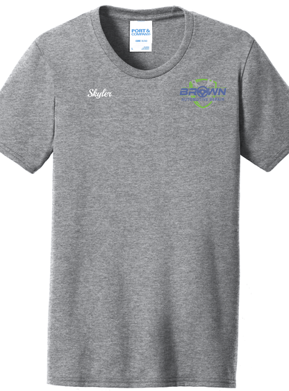 Economy T-Shirt Ladies - Port and Co. Core Blend Tee LPC55 - Brown Automotive Repair
