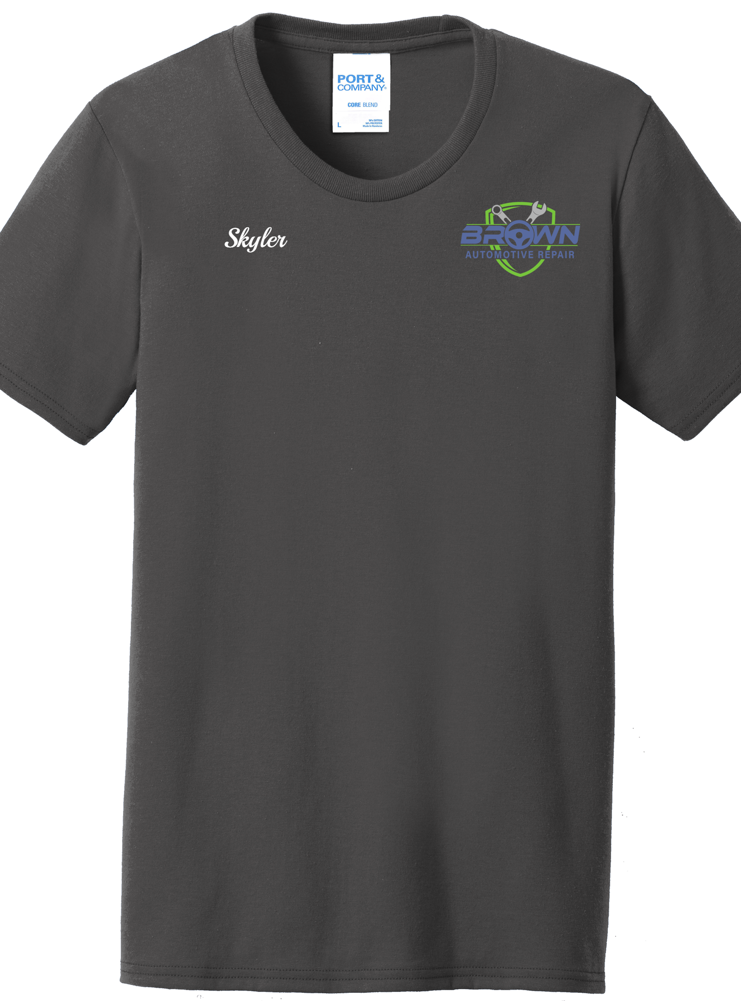 Economy T-Shirt Ladies - Port and Co. Core Blend Tee LPC55 - Brown Automotive Repair