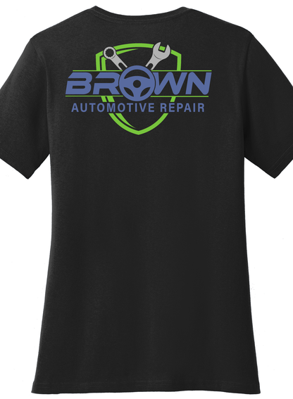 Economy T-Shirt Ladies - Port and Co. Core Blend Tee LPC55 - Brown Automotive Repair