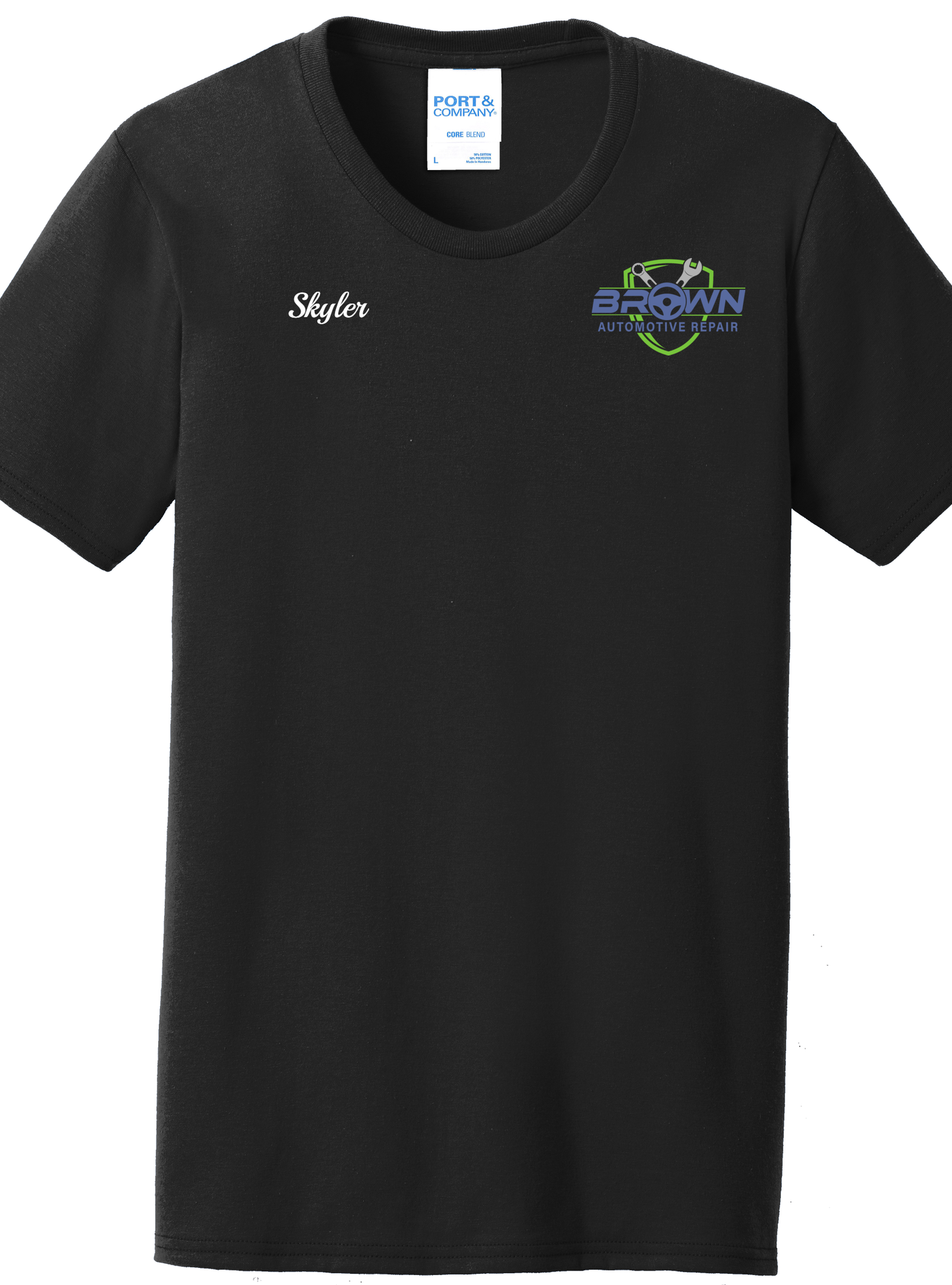 Economy T-Shirt Ladies - Port and Co. Core Blend Tee LPC55 - Brown Automotive Repair