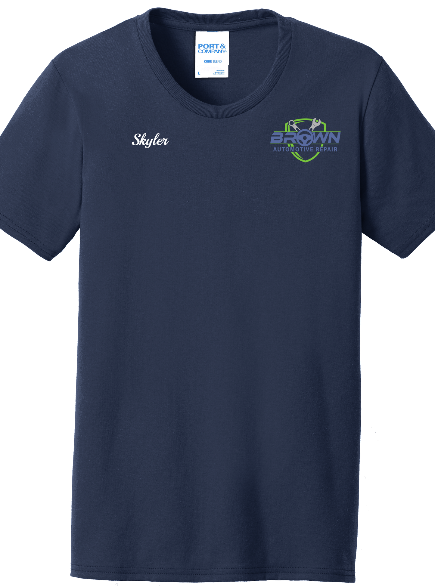 Economy T-Shirt Ladies - Port and Co. Core Blend Tee LPC55 - Brown Automotive Repair