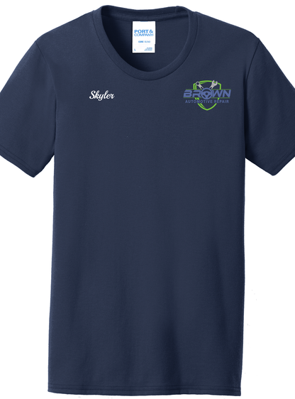 Economy T-Shirt Ladies - Port and Co. Core Blend Tee LPC55 - Brown Automotive Repair