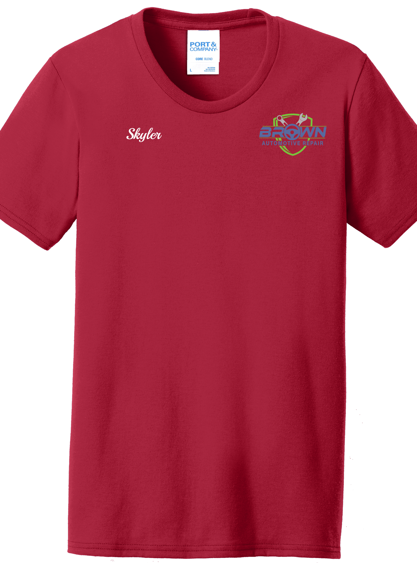 Economy T-Shirt Ladies - Port and Co. Core Blend Tee LPC55 - Brown Automotive Repair