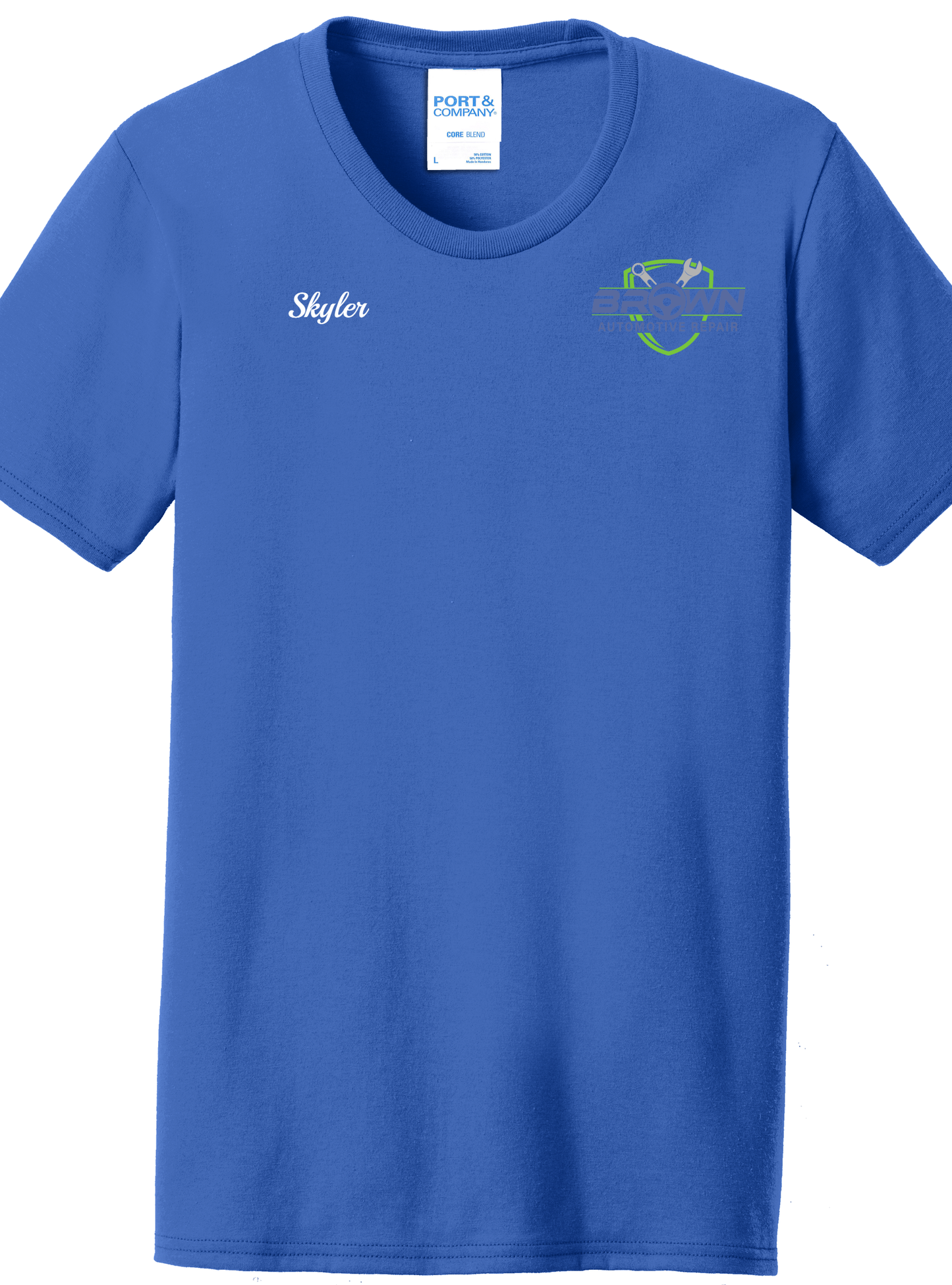 Economy T-Shirt Ladies - Port and Co. Core Blend Tee LPC55 - Brown Automotive Repair