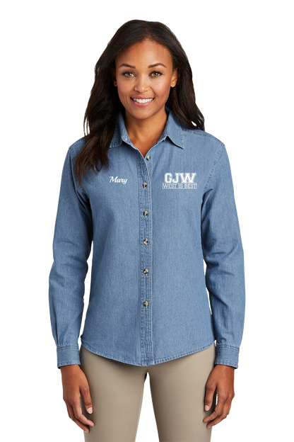 Women's Long Sleeve - Port & Company  Value Denim Shirt LSP10 - George J West Elementary School