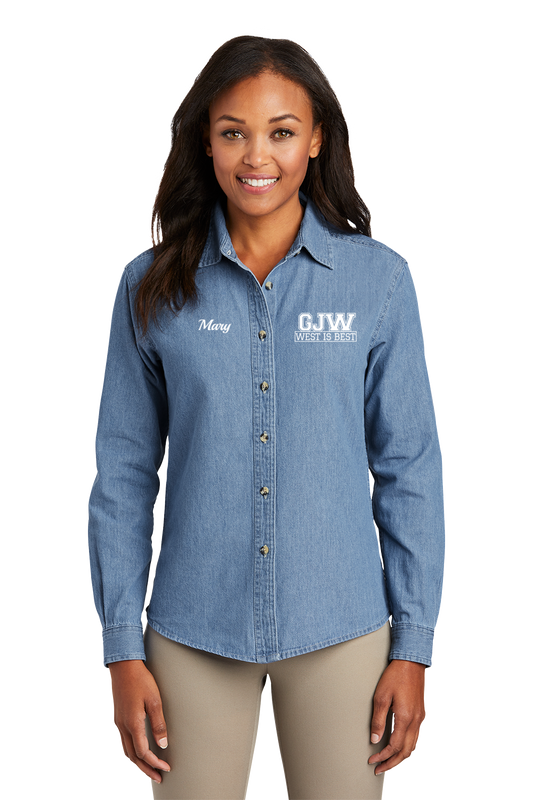 Women's Long Sleeve - Port & Company  Value Denim Shirt LSP10 - George J West Elementary School