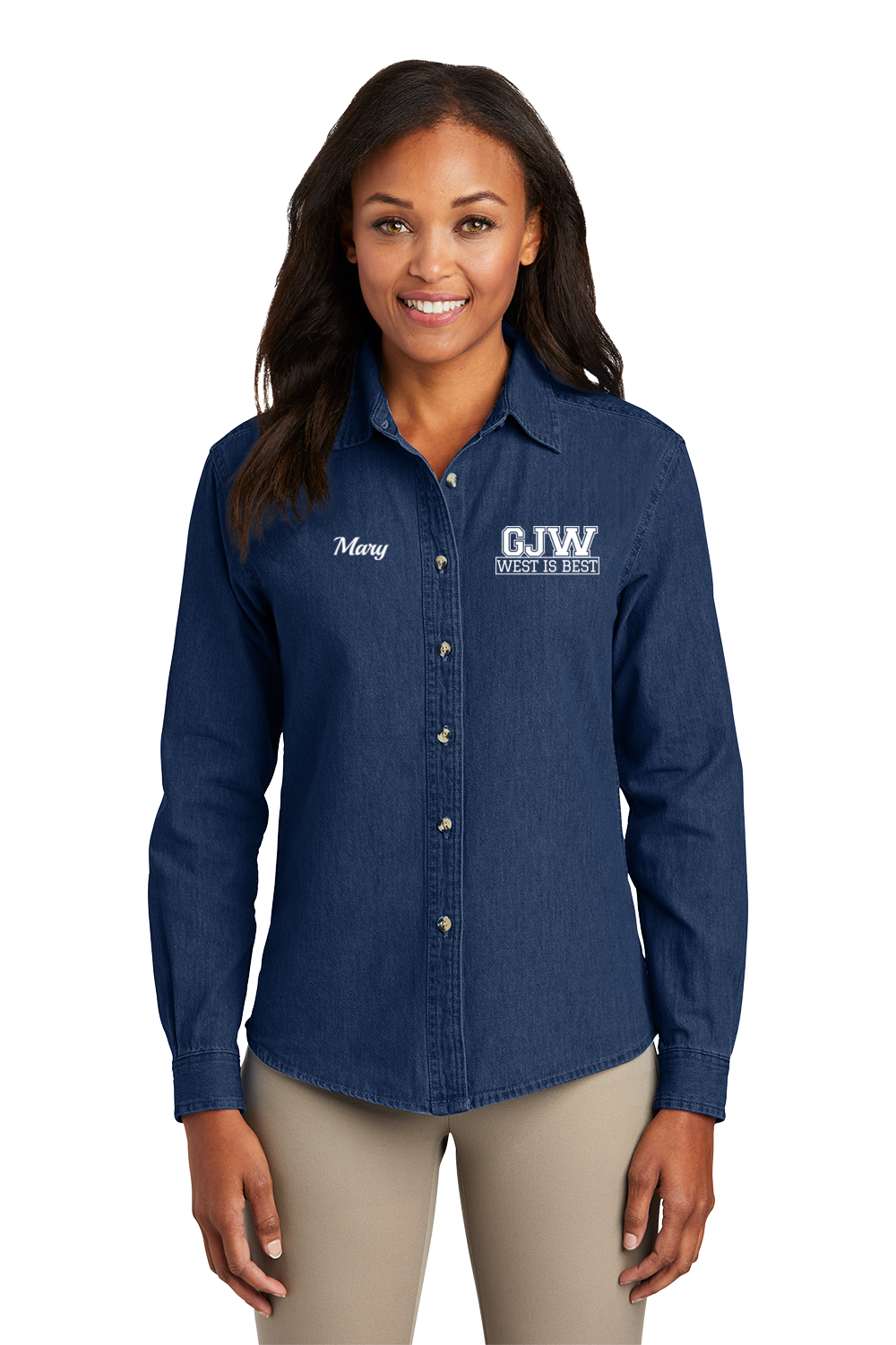 Women's Long Sleeve - Port & Company  Value Denim Shirt LSP10 - George J West Elementary School
