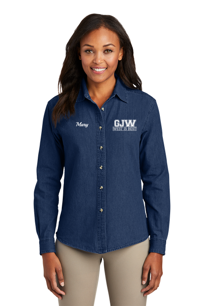Women's Long Sleeve - Port & Company  Value Denim Shirt LSP10 - George J West Elementary School