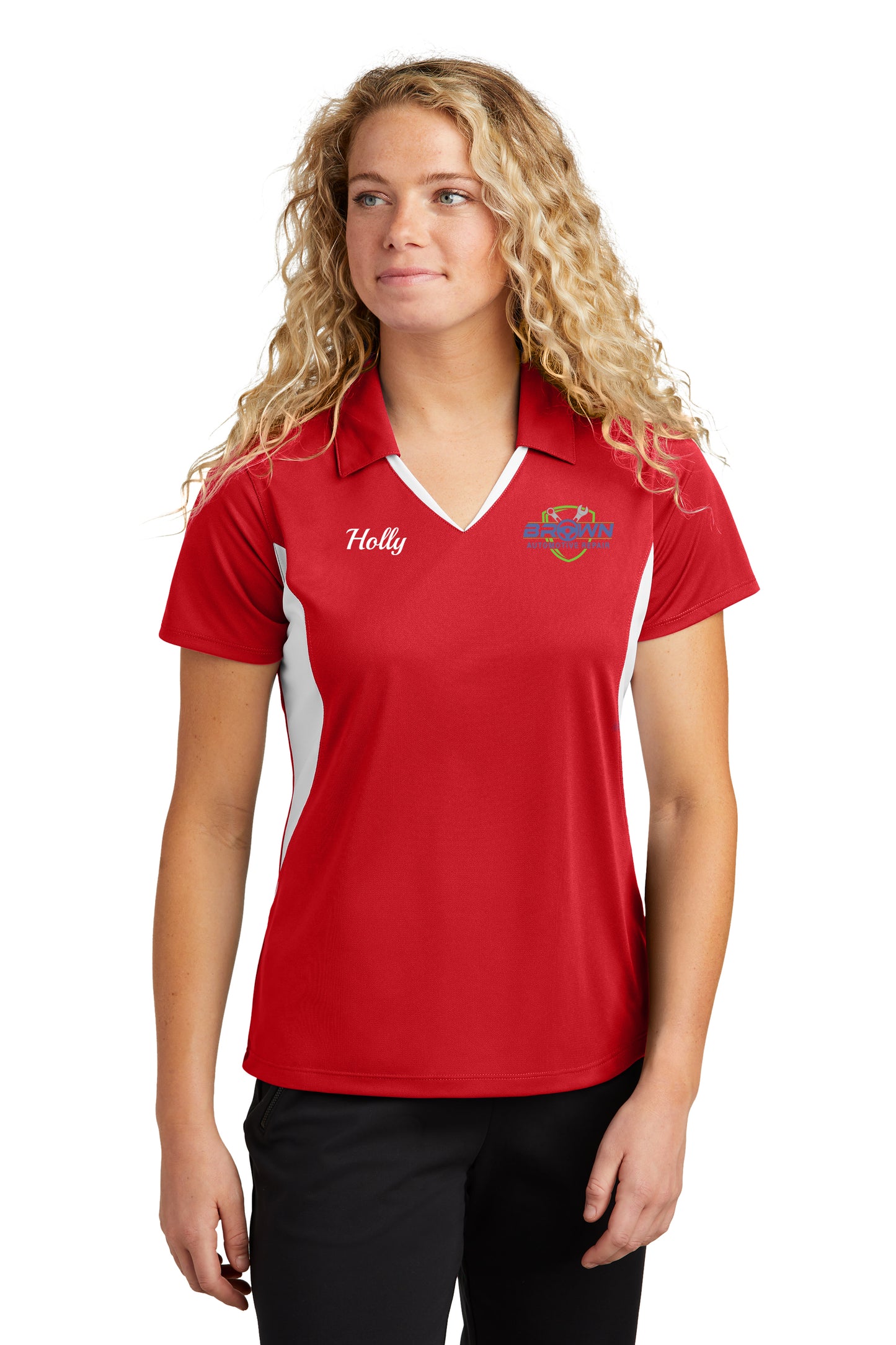 POLO - Ladies Sport-Tek Side Blocked Micropique Sport-Wick LST655 - Brown Automotive Repair