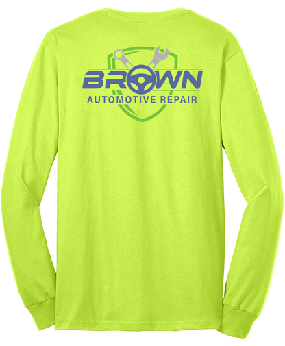 T-Shirt - Long Sleeve - Core Blend Tee PC55LS - Brown Automotive Repair