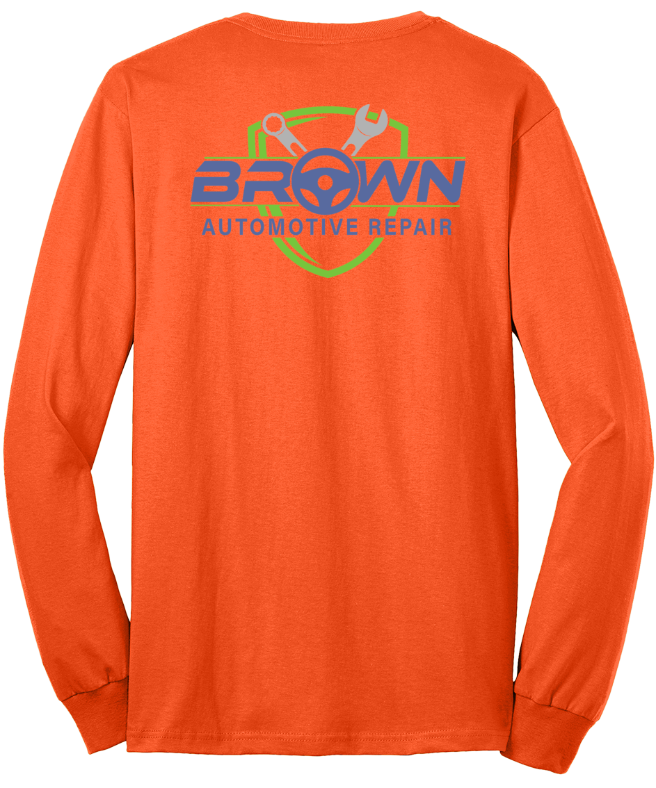 T-Shirt - Long Sleeve - Core Blend Tee PC55LS - Brown Automotive Repair