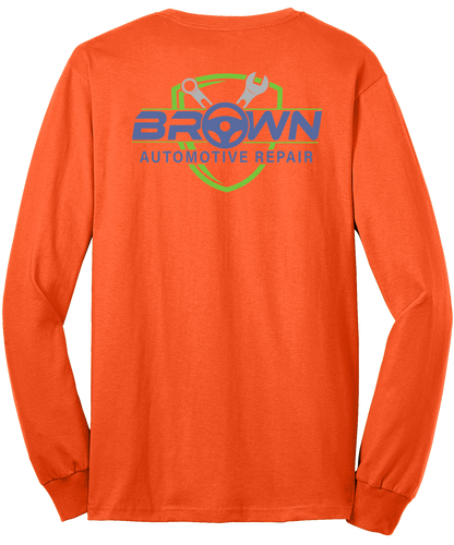 T-Shirt - Long Sleeve - Core Blend Tee PC55LS - Brown Automotive Repair