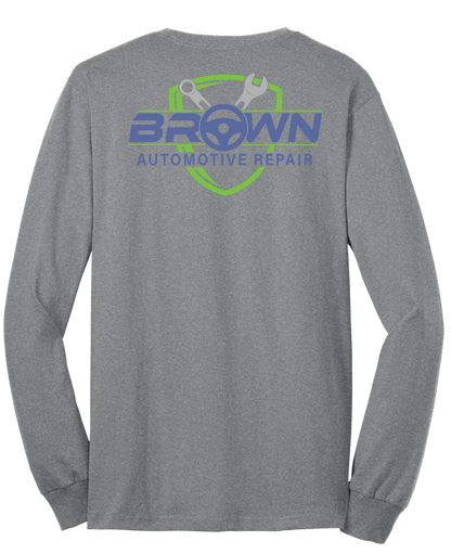 T-Shirt - Long Sleeve - Core Blend Tee PC55LS - Brown Automotive Repair