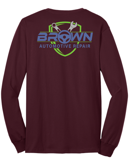 T-Shirt - Long Sleeve - Core Blend Tee PC55LS - Brown Automotive Repair