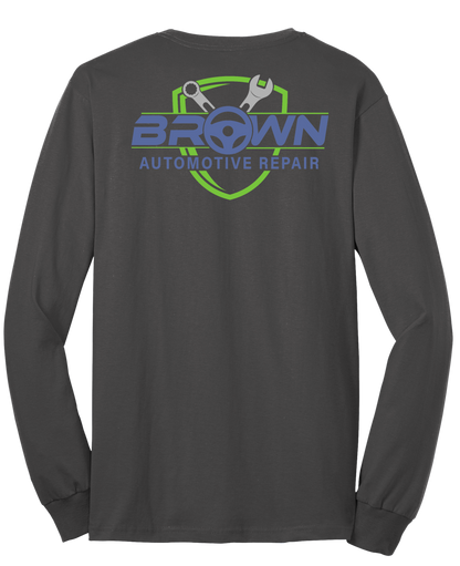 T-Shirt - Long Sleeve - Core Blend Tee PC55LS - Brown Automotive Repair