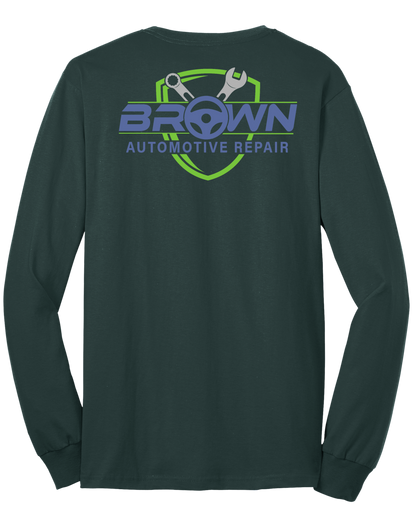 T-Shirt - Long Sleeve - Core Blend Tee PC55LS - Brown Automotive Repair