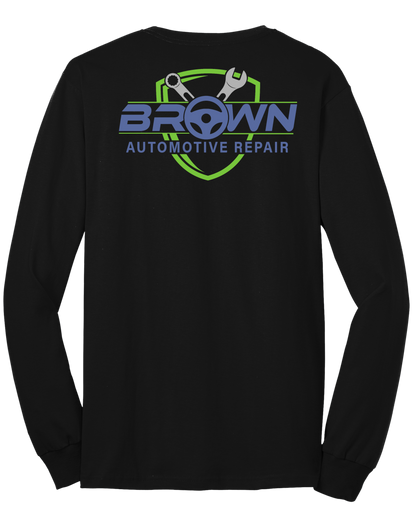 T-Shirt - Long Sleeve - Core Blend Tee PC55LS - Brown Automotive Repair