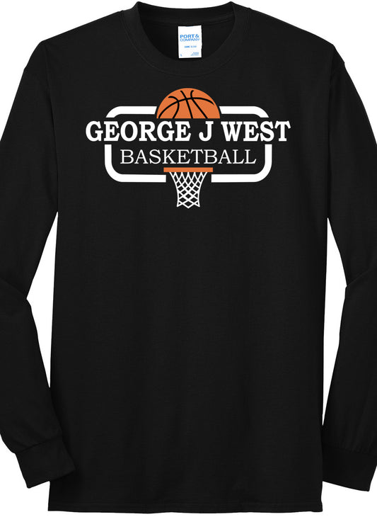 Long Sleeve T-Shirt - Port and Company Core Blend Tee PC55LS - George J West - Basketball