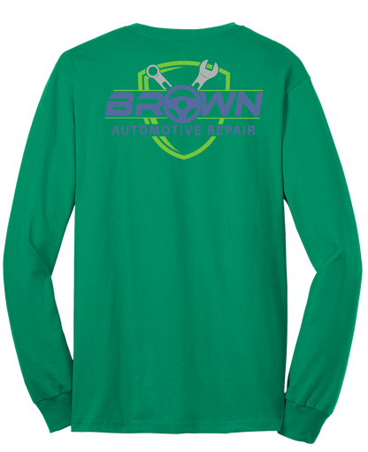 T-Shirt - Long Sleeve - Core Blend Tee PC55LS - Brown Automotive Repair