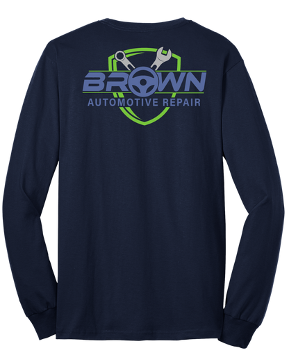 T-Shirt - Long Sleeve - Core Blend Tee PC55LS - Brown Automotive Repair