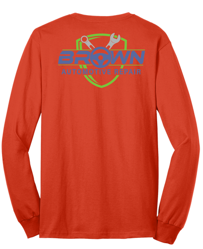 T-Shirt - Long Sleeve - Core Blend Tee PC55LS - Brown Automotive Repair
