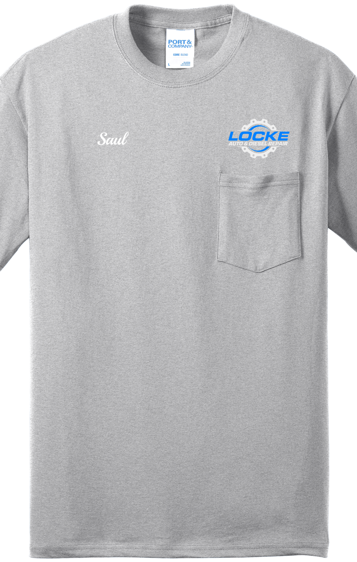 Pocket T-Shirt - Core Blend Pocket Tee PC55P- Locke Auto & Diesel Repair