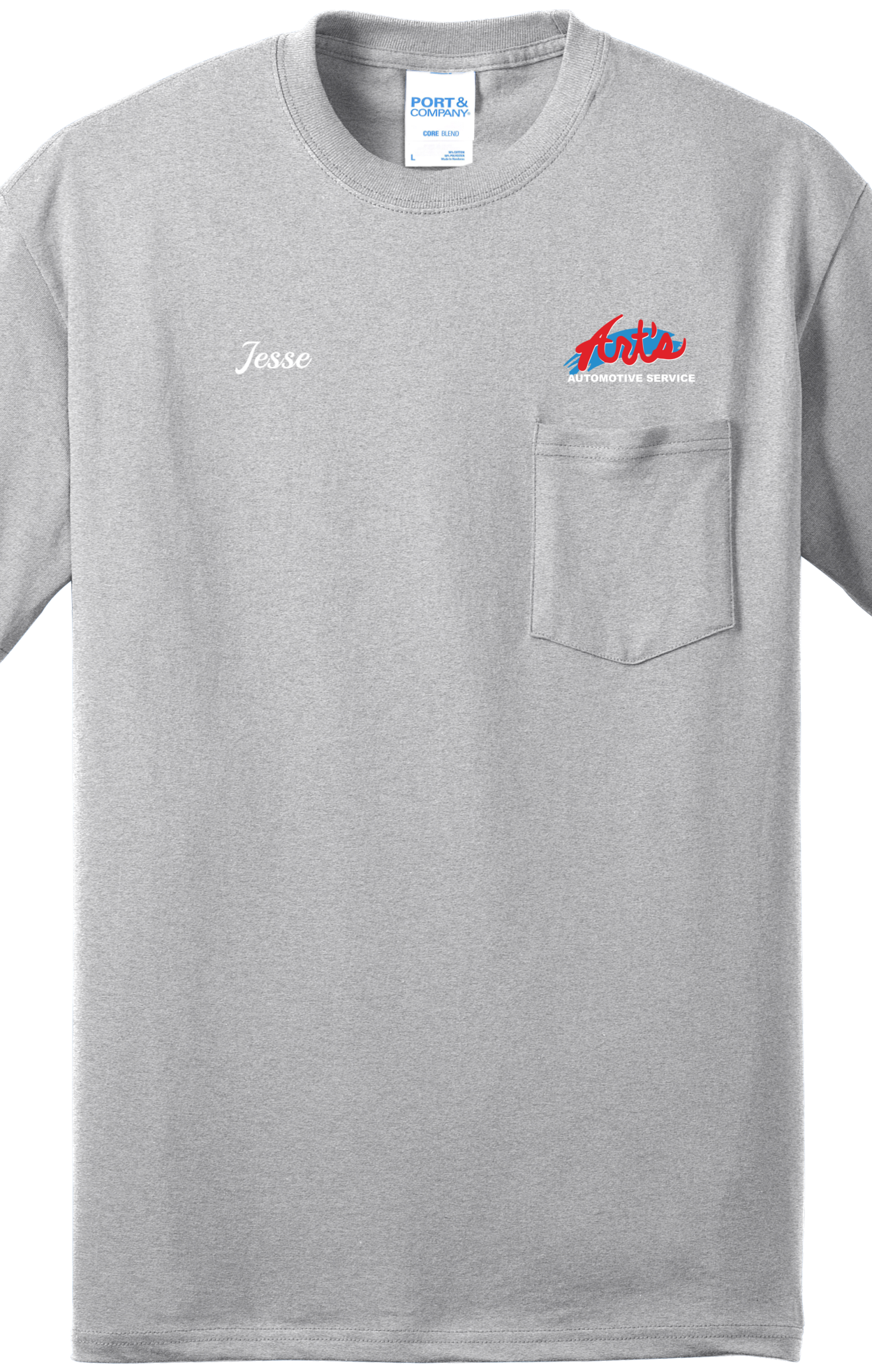 Economy Pocket T-Shirt - Port & Co. Core Blend Pocket Tee PC55P - Arts Automotive