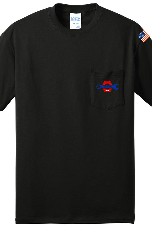 POCKET T-SHIRT With FLAG- Port and Company Pocket Tee PC55P - Kar Fix