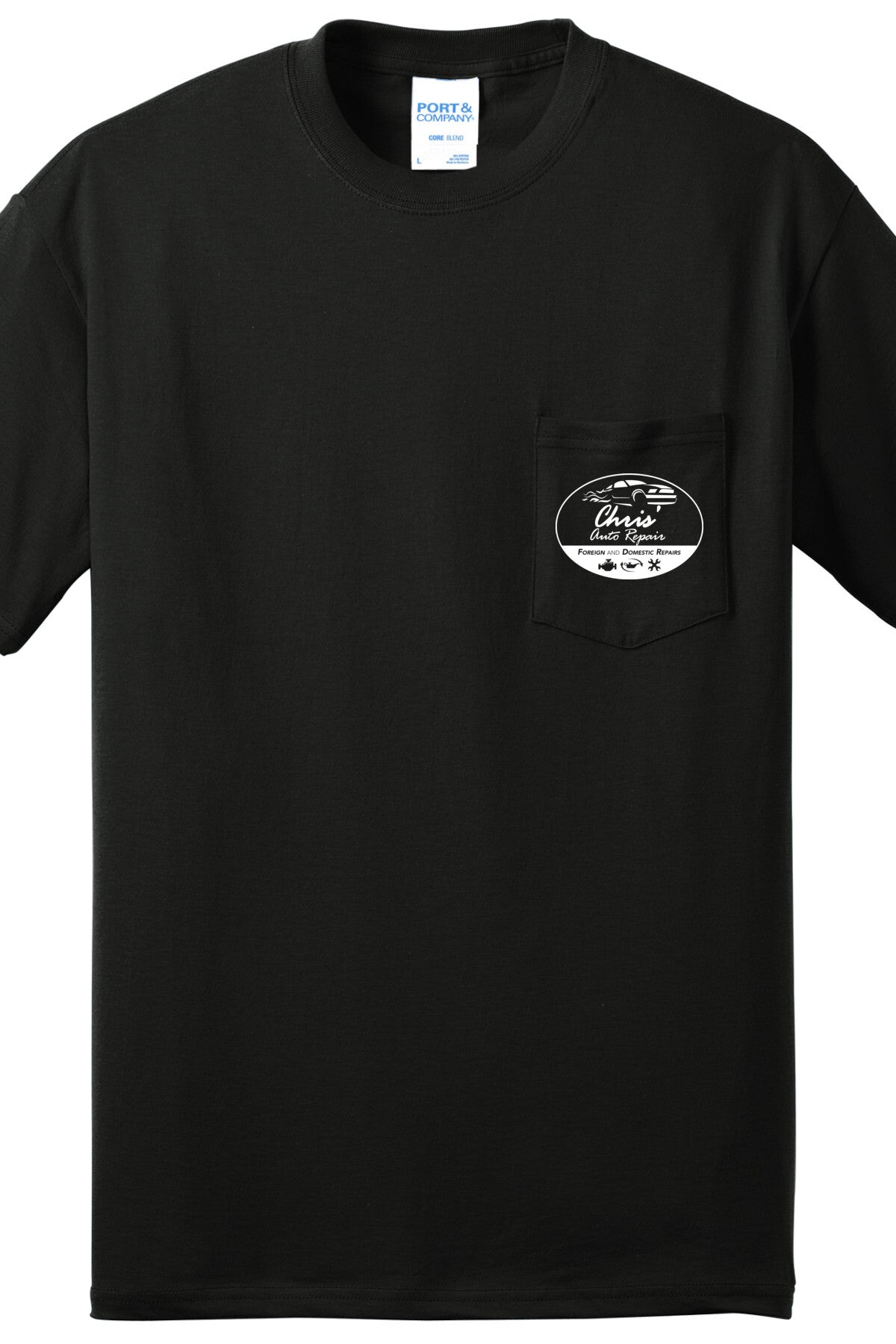 Pocket T-Shirt - Core Blend Pocket Tee PC55P - Chris Auto Repair