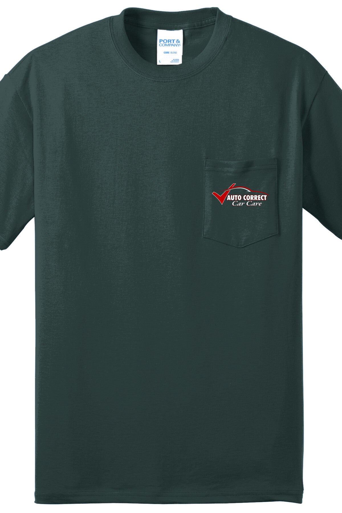 Economy Pocket T-Shirt - Port & Co. Core Blend Pocket Tee PC55P - Auto Correct Car Care