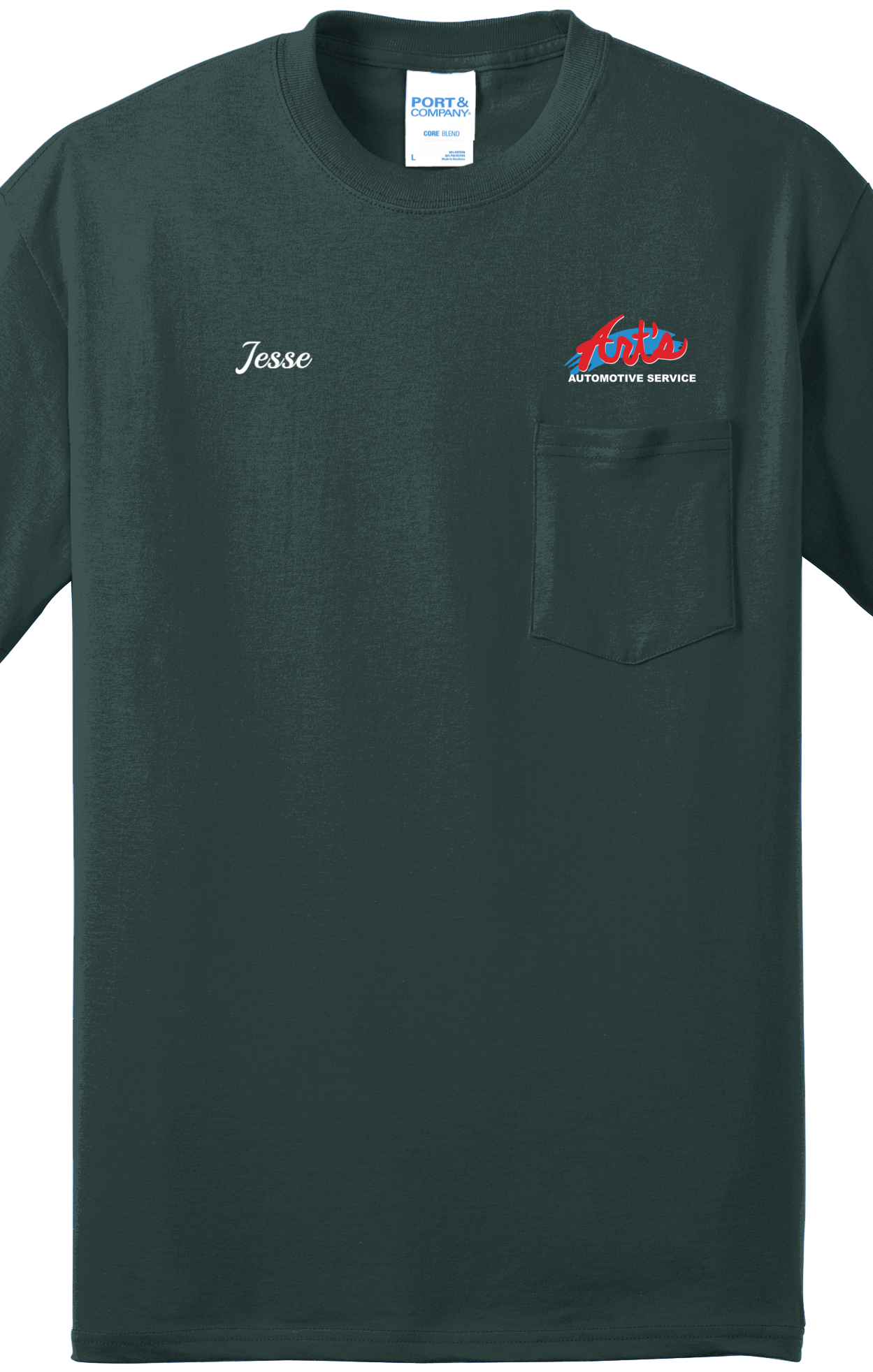 Economy Pocket T-Shirt - Port & Co. Core Blend Pocket Tee PC55P - Arts Automotive
