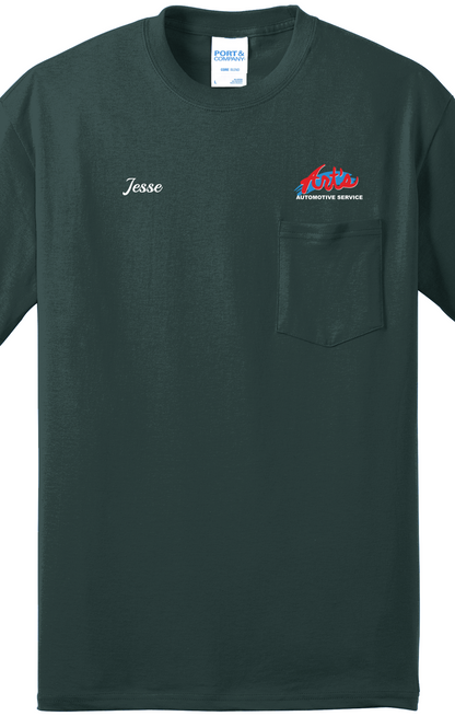 Economy Pocket T-Shirt - Port & Co. Core Blend Pocket Tee PC55P - Arts Automotive