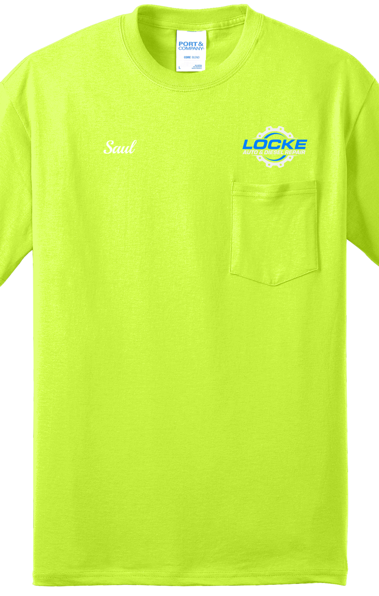 Pocket T-Shirt - Core Blend Pocket Tee PC55P- Locke Auto & Diesel Repair