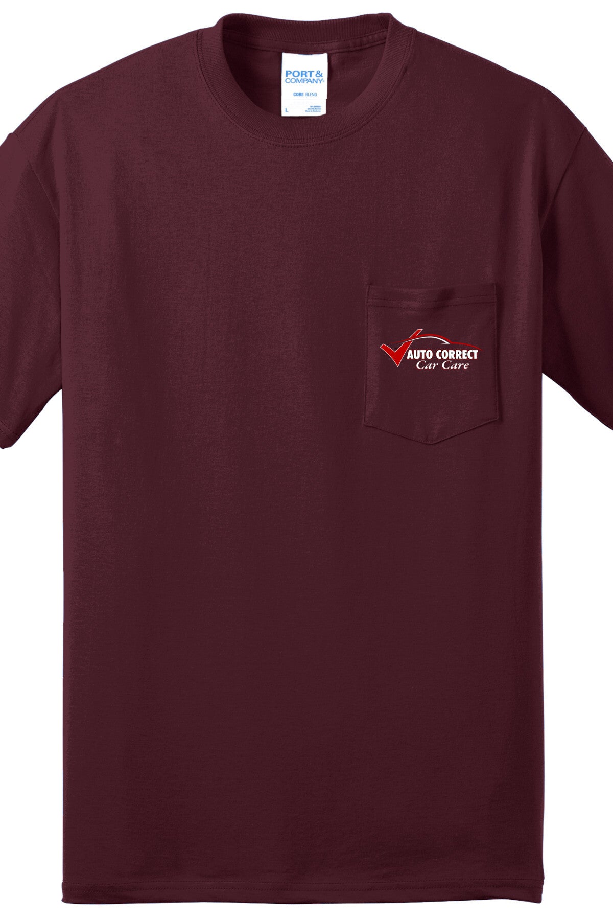 Economy Pocket T-Shirt - Port & Co. Core Blend Pocket Tee PC55P - Auto Correct Car Care