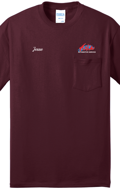 Economy Pocket T-Shirt - Port & Co. Core Blend Pocket Tee PC55P - Arts Automotive
