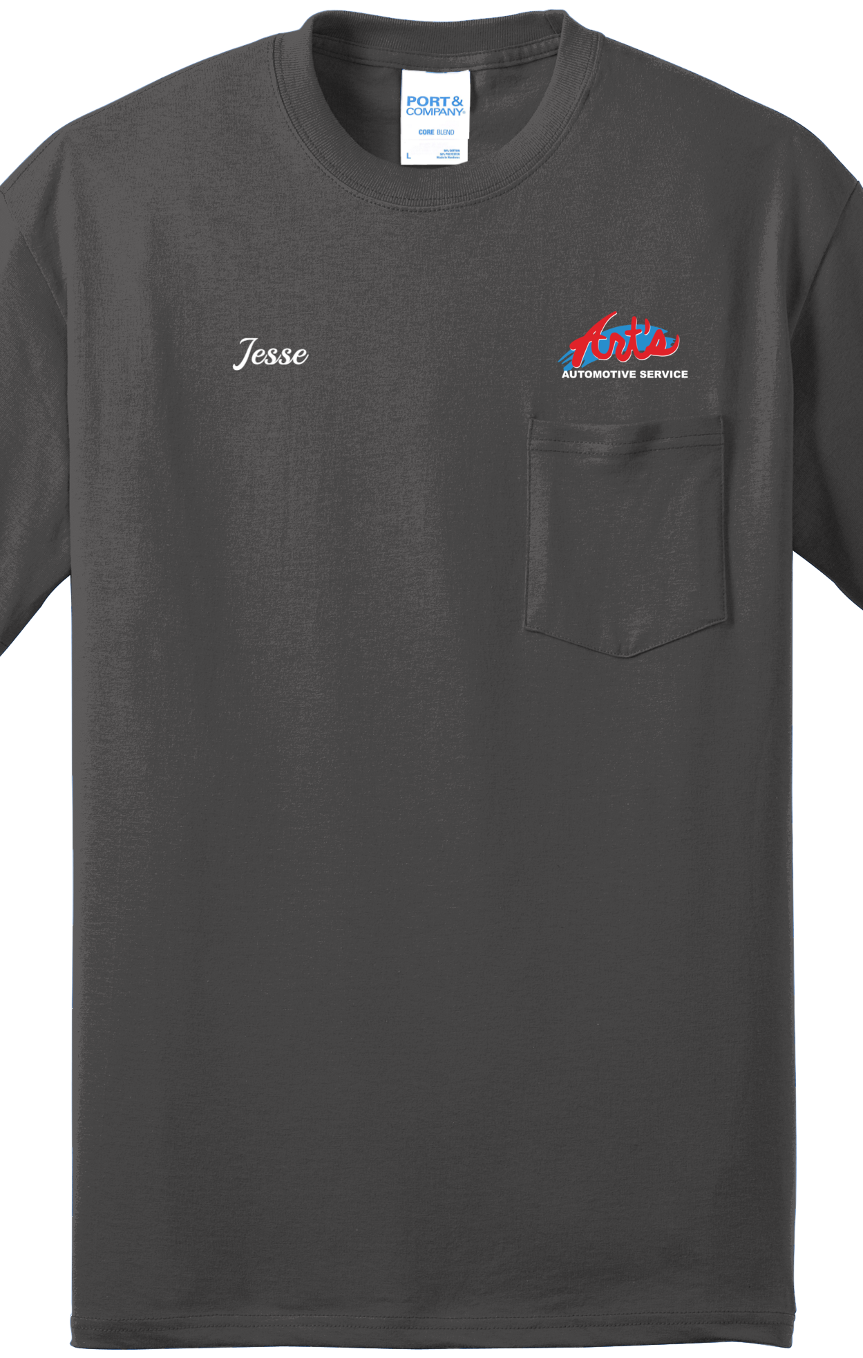 Economy Pocket T-Shirt - Port & Co. Core Blend Pocket Tee PC55P - Arts Automotive