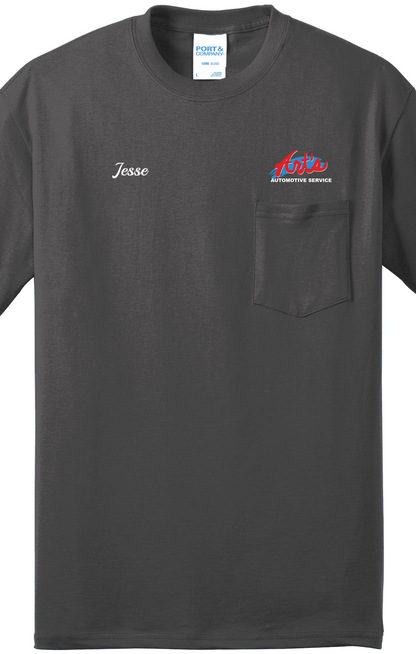 Economy Pocket T-Shirt - Port & Co. Core Blend Pocket Tee PC55P - Arts Automotive