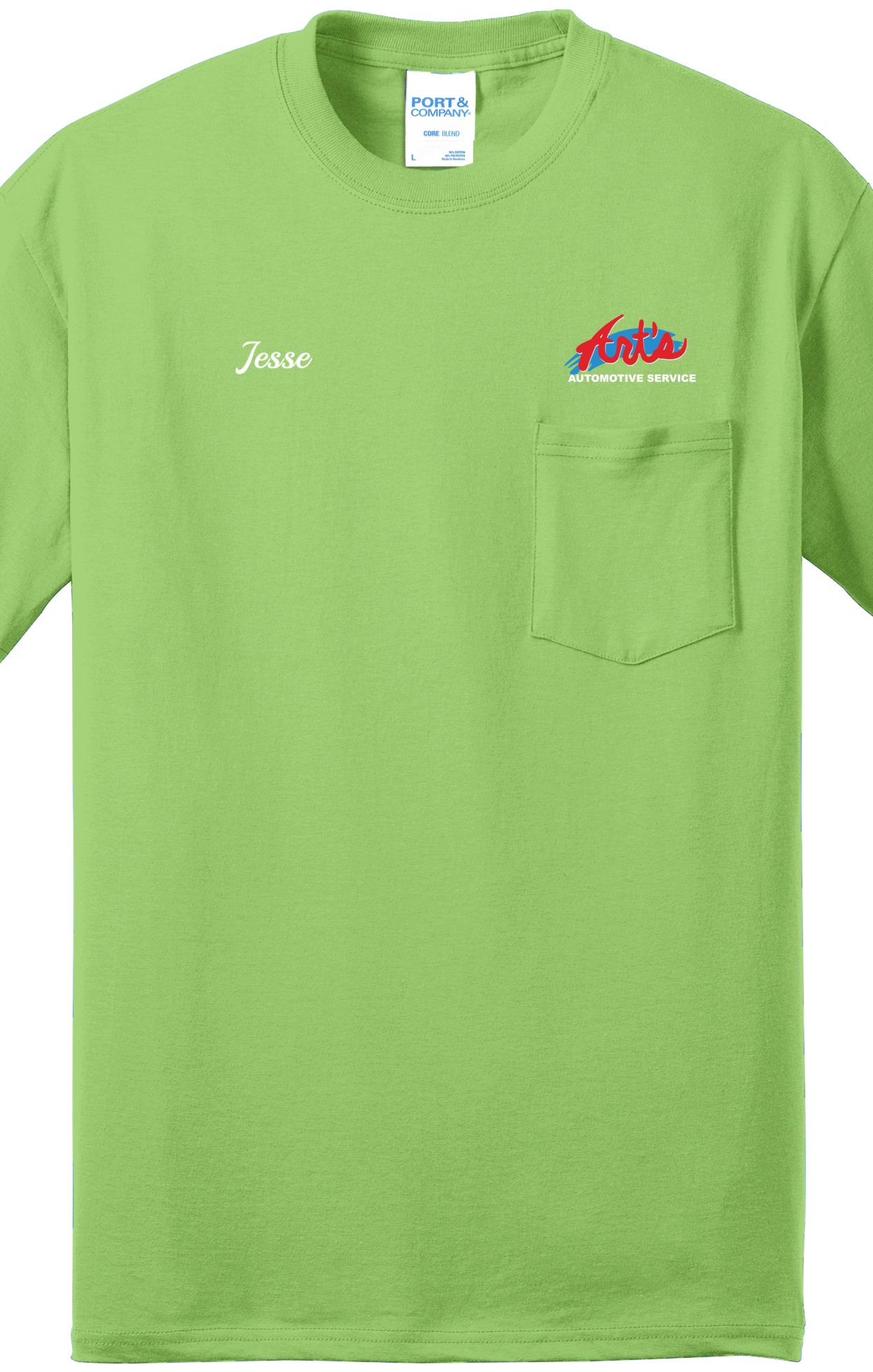 Economy Pocket T-Shirt - Port & Co. Core Blend Pocket Tee PC55P - Arts Automotive